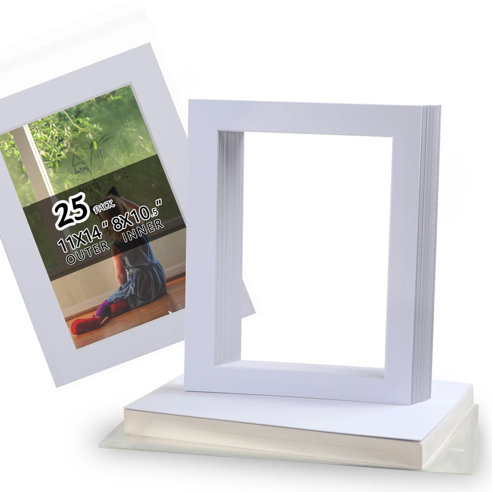 Falling in Art front packaging showing 25 mat boards and kit components for professional presentation