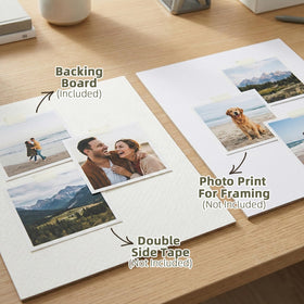 Falling in Art sturdy backing protects photos in frames or stand-alone displays.