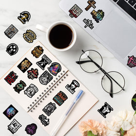Falueqg Versatile application stickers for bottles, laptops, boards, and gear.
