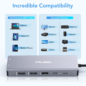 FALWEDI next to laptop to show compact travel-friendly workstation setup
