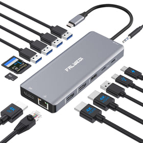 FALWEDI docking station front view showing all ports and compact benefit