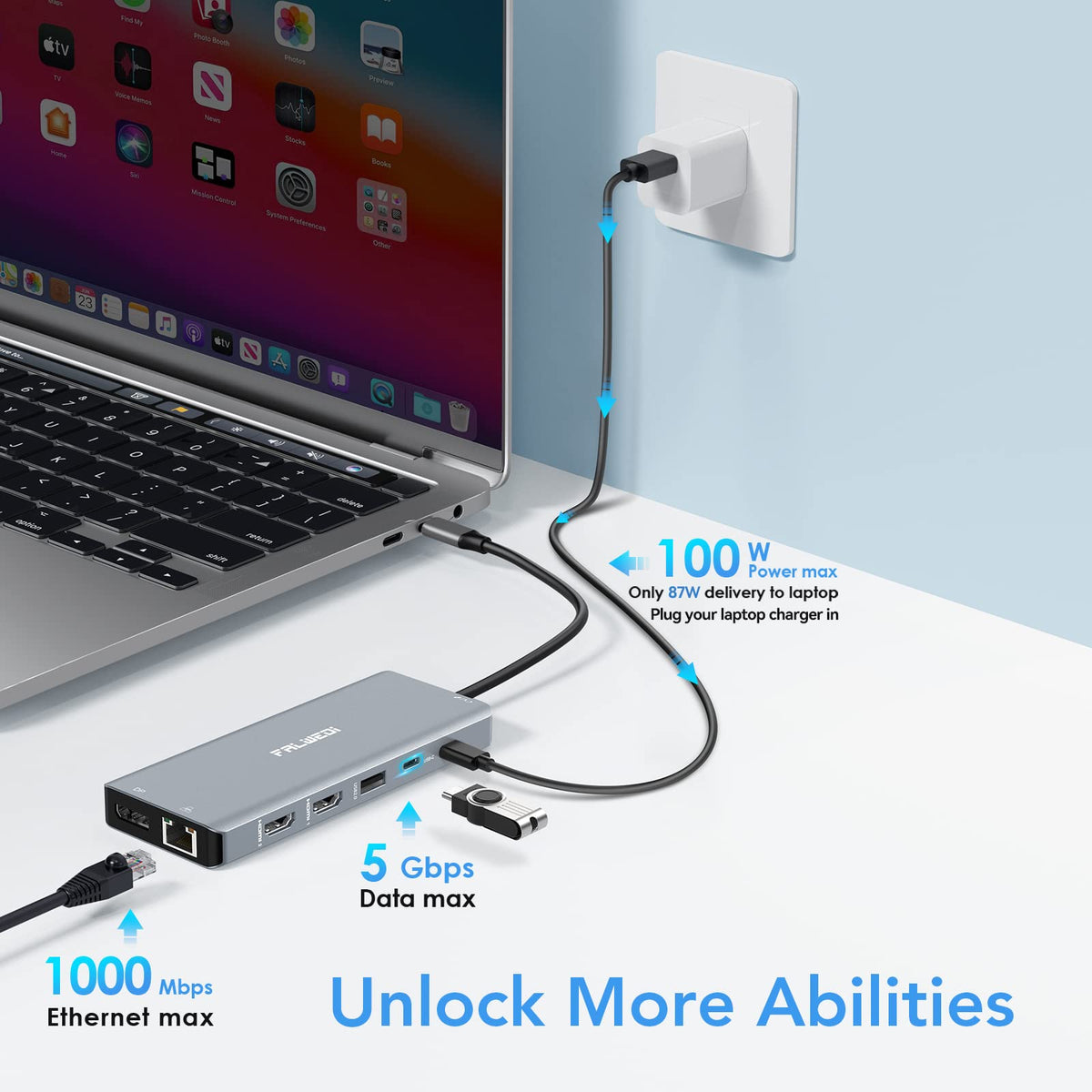 FALWEDI with ethernet and PD cable attached ensuring stable charging and network