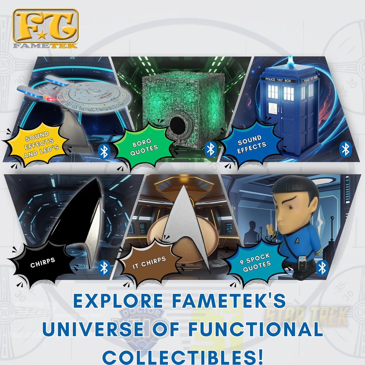 FAMETEK TARDIS beside smartphone showing compact size and portability