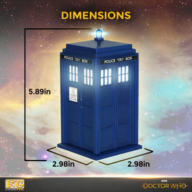 FAMETEK TARDIS top LED lamp illuminated demonstrating visual effect