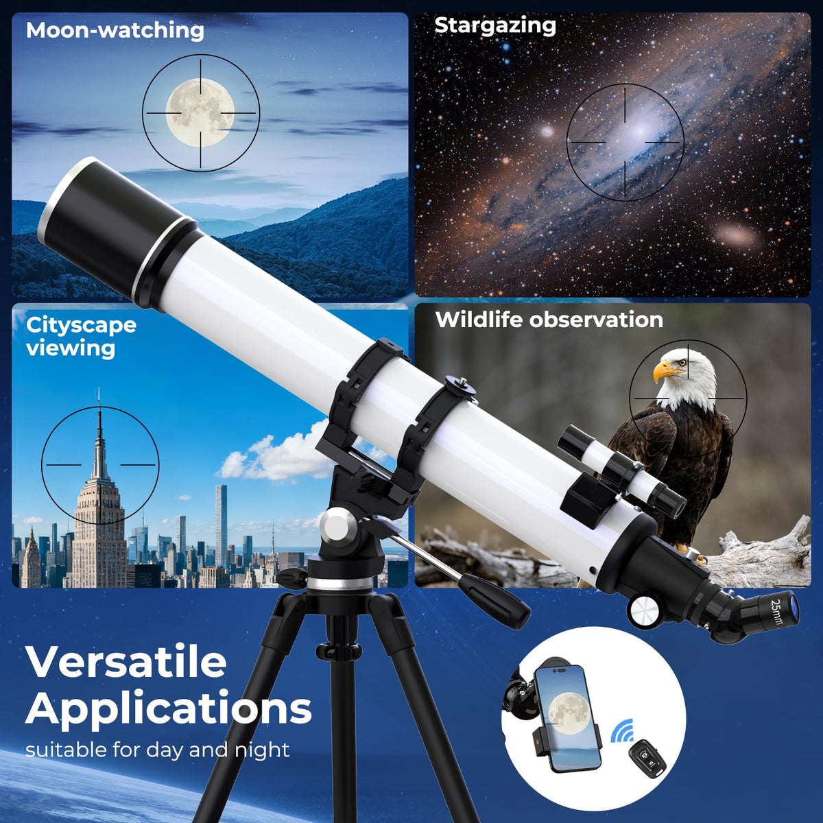FAMIROSA telescope 45deg view supports comfortable observing
