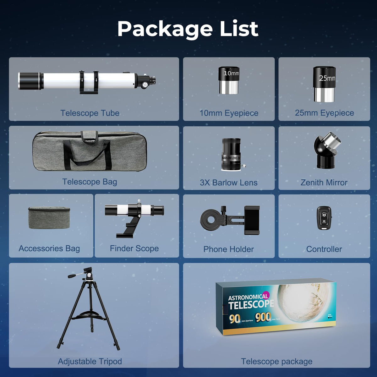 FAMIROSA telescope tripod assembly provides stable viewing