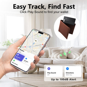 FAMOO Ultra-Thin Wallet Tracker Card fits slimly in any wallet like a regular card.
