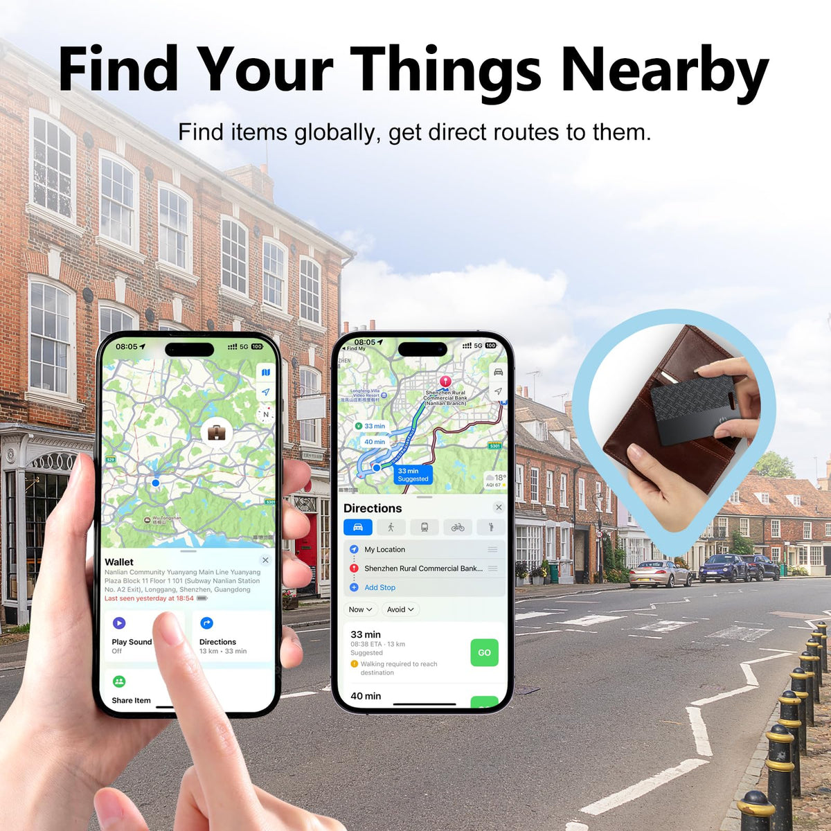 FAMOO Ultra-Thin Wallet Tracker Card charges wirelessly for convenience.
