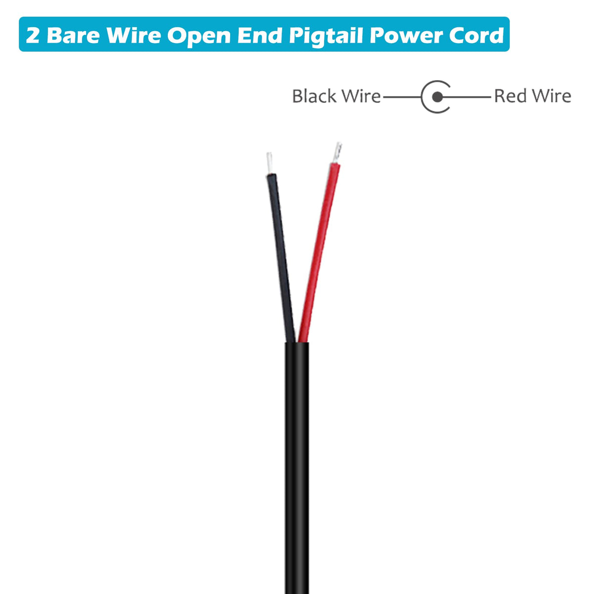 Fancasee bare wire ends with red and black conductors for clear polarity and easy splicing