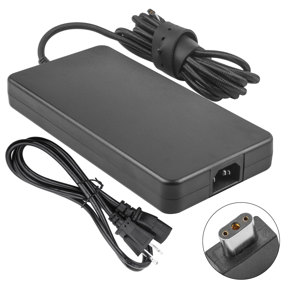 Fancy Buying front view showing adapter and brand for reliable power