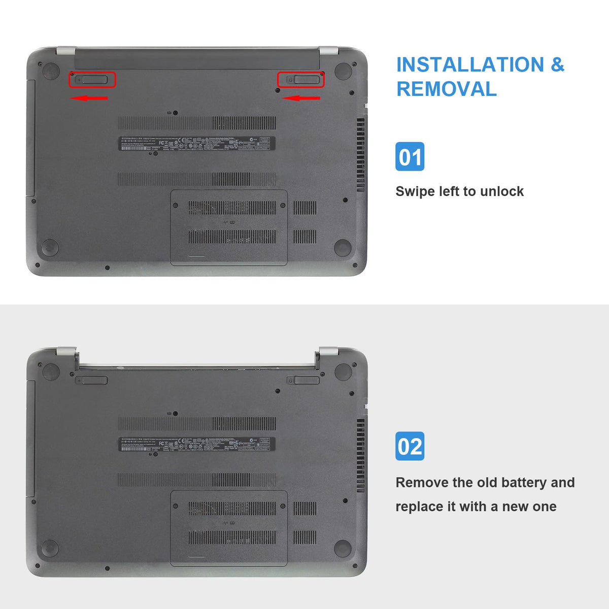 Compact four-cell design fits HP 14-Y and 15-F models.