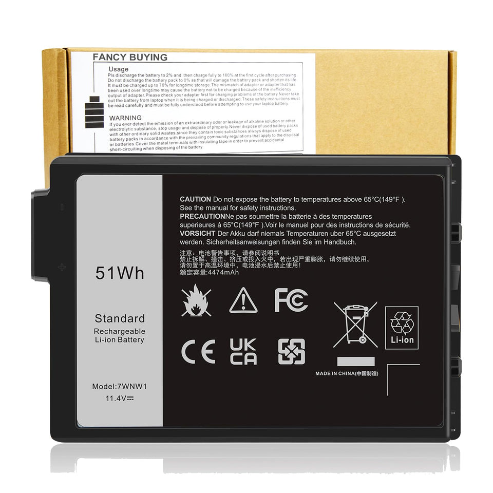 Fancy Buying battery front view showing model and clean packaging, reliable replacement