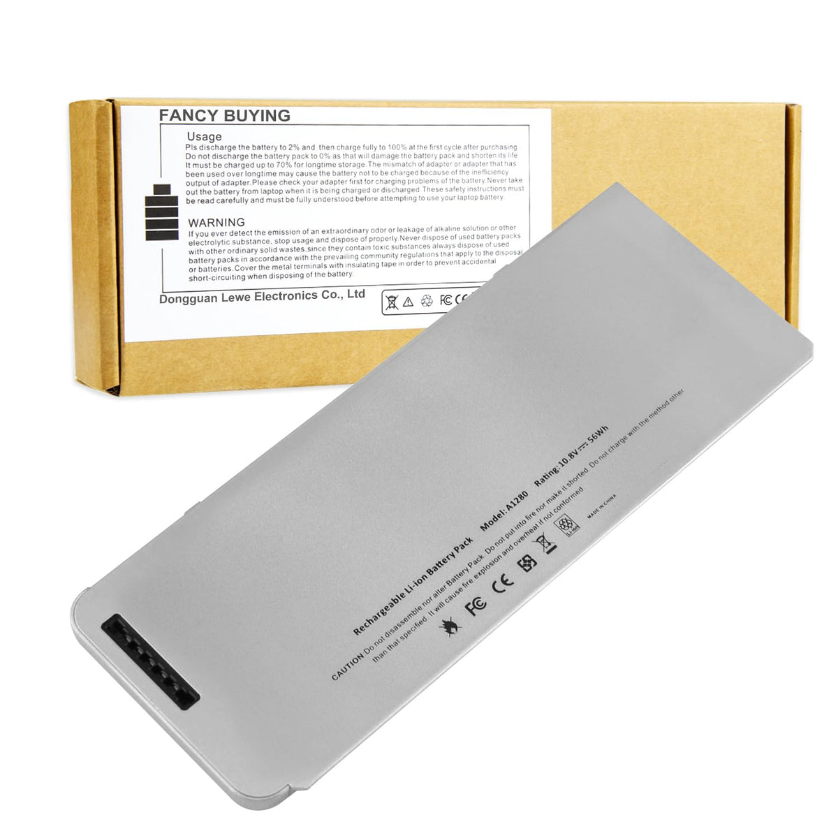 Fancy Buying front packaging showing replacement 56Wh battery and model compatibility benefits