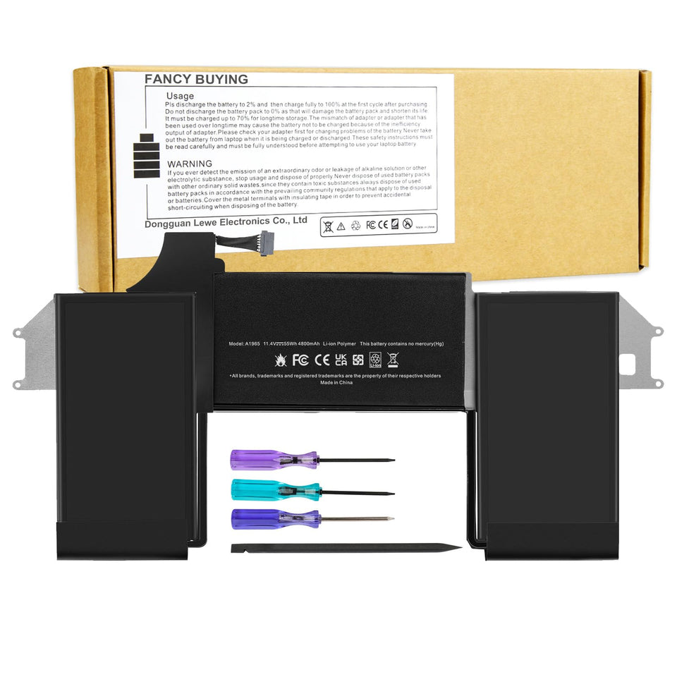 Fancy Buying front view of A1965 battery showing form factor and fit benefit