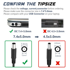 Fancy Buying close-up of 7.4x5.0mm plug tip ensuring correct fit benefit