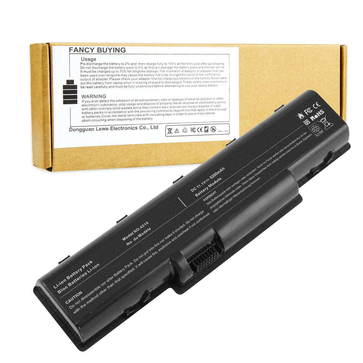 Fancy Buying battery front view showing clean fit and reliable power