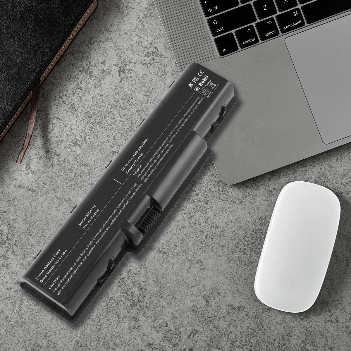 Fancy Buying battery in workspace powering a laptop for long uptime