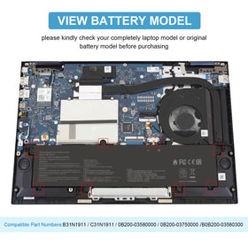 Fancy Buying battery side profile showing slim design for easy laptop fit
