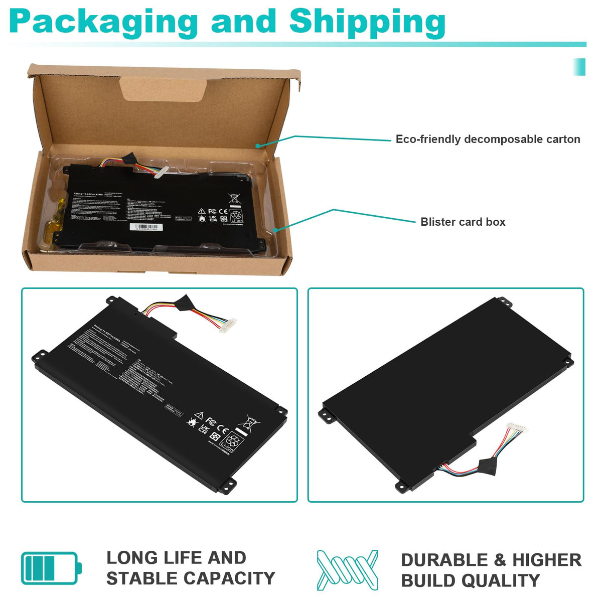 Fancy Buying product packaging box with bubble wrap, protects battery during shipping