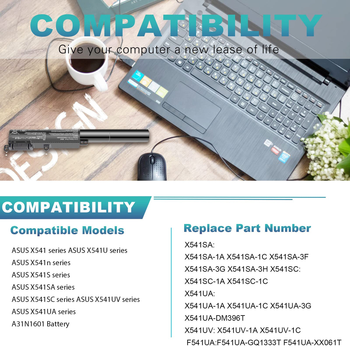 Fancy Buying top view showing battery capacity markings for expected runtime benefit
