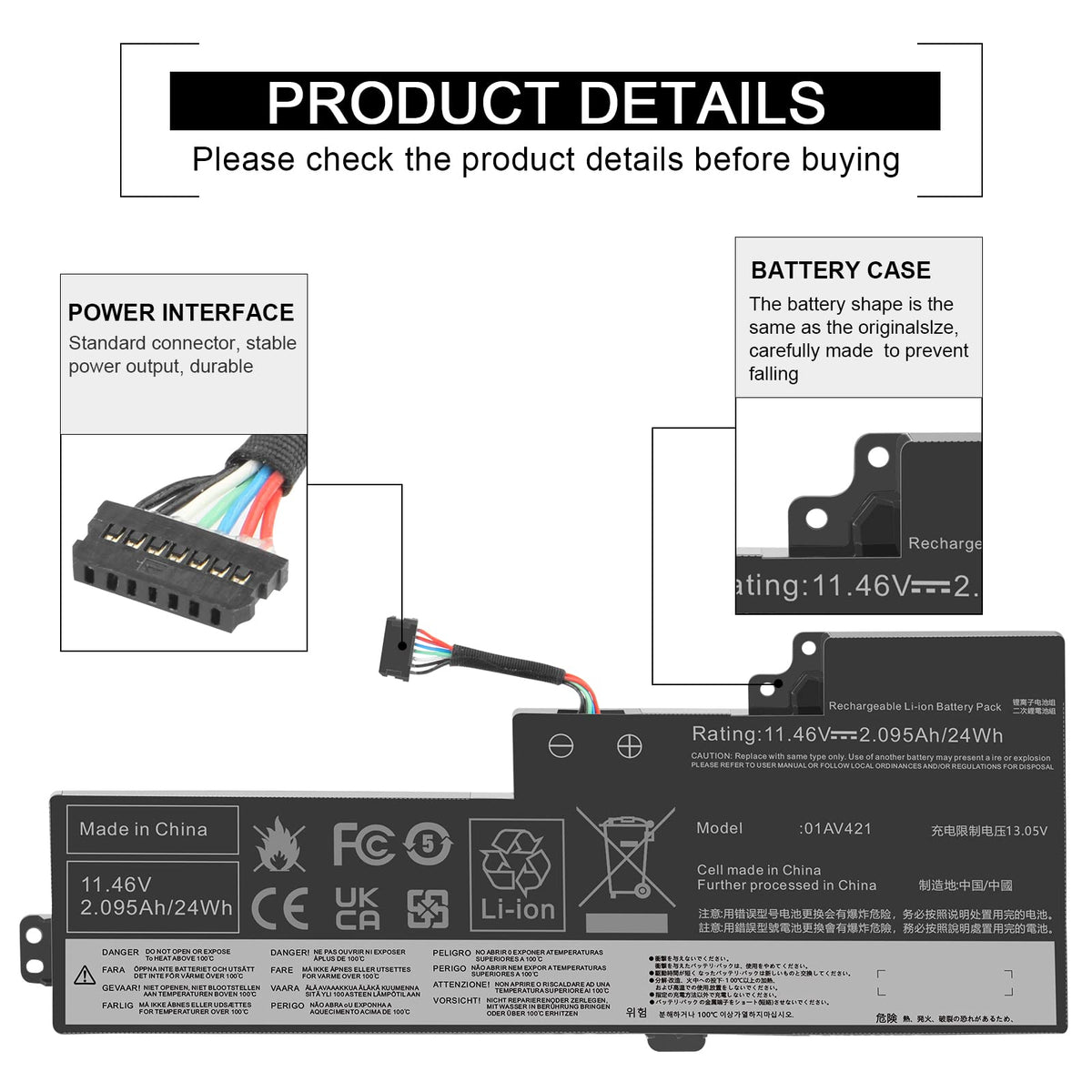 Fancy Buying battery connector and pins view displaying precise fit benefit