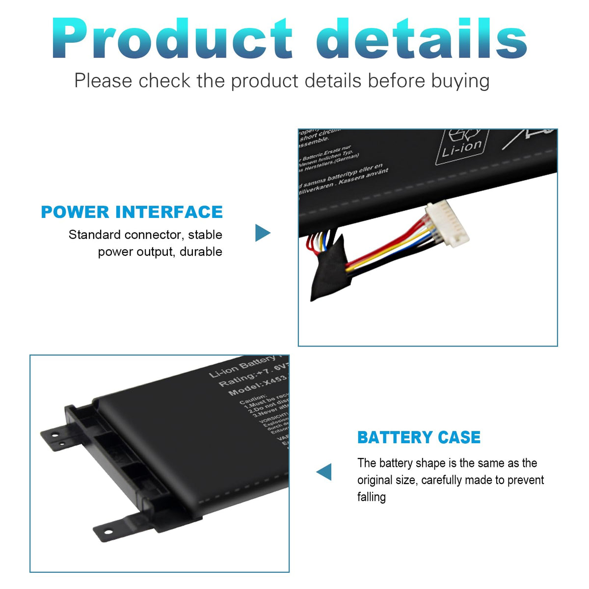 Fancy Buying detailed shot of battery connector ensuring correct fit and easy install