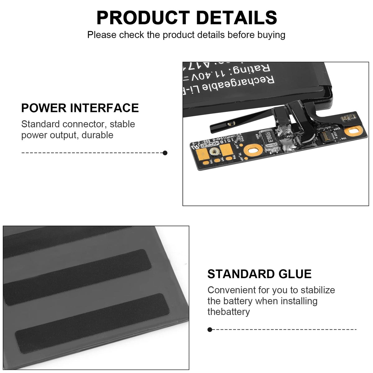 Fancy Buying battery connector detail showing precise board interface