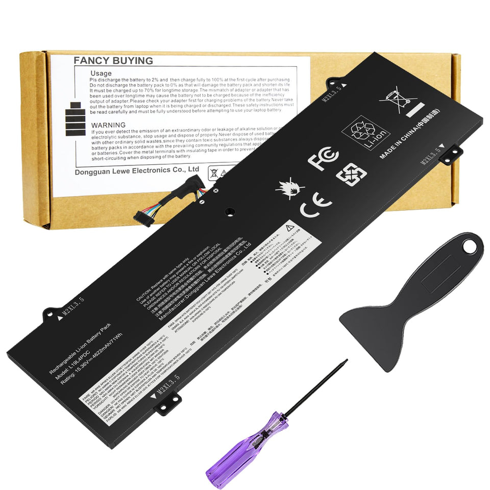 Fancy Buying battery front label showing model and benefit of correct fit