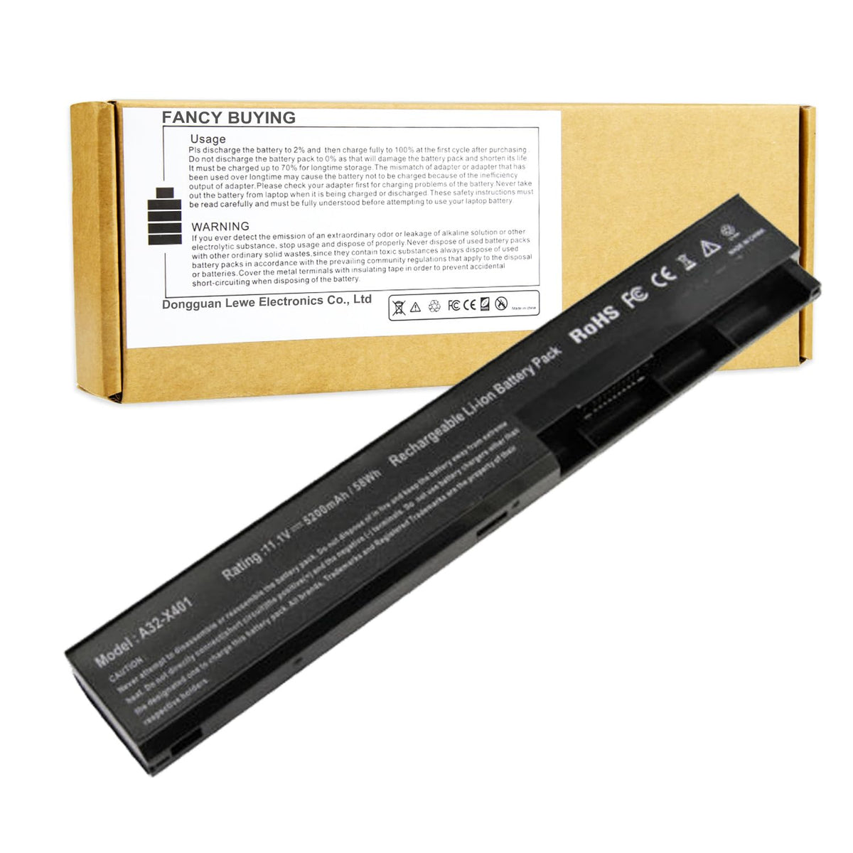 Fancy Buying front view showing battery pack and capacity benefits