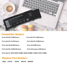 Fancy Buying replacement battery installed in a Dell G3 laptop demonstrating correct fit and alignment