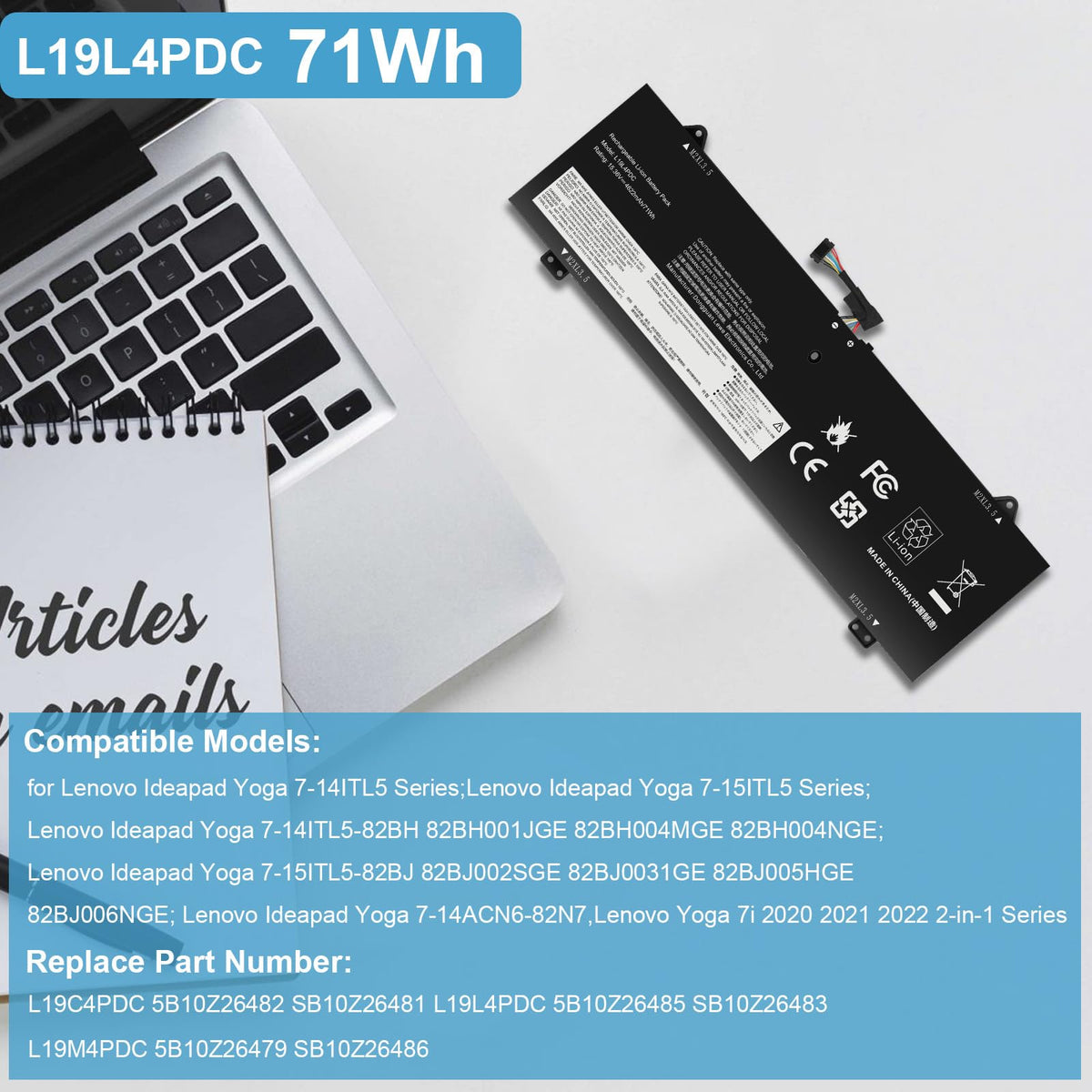 Fancy Buying battery installed in Lenovo Yoga 15 showing restored runtime