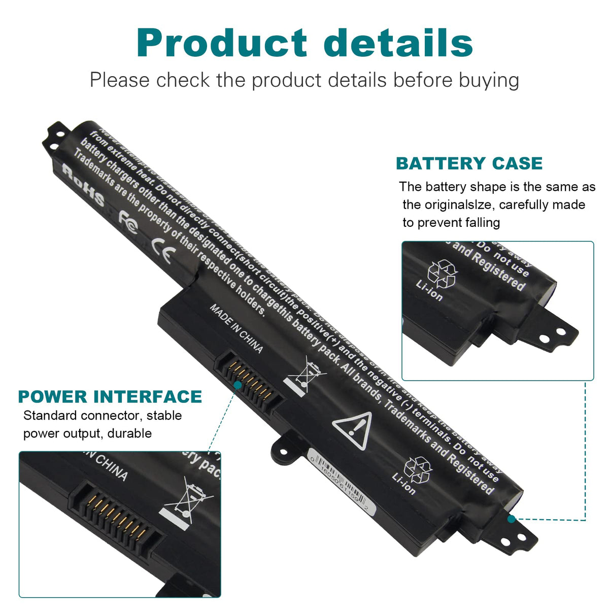 Fancy Buying closeup of battery label with part numbers for easy compatibility