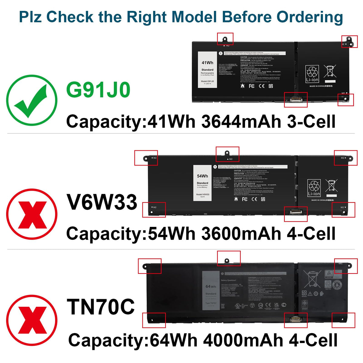 Fancy Buying battery label close-up displaying part numbers and safe fit