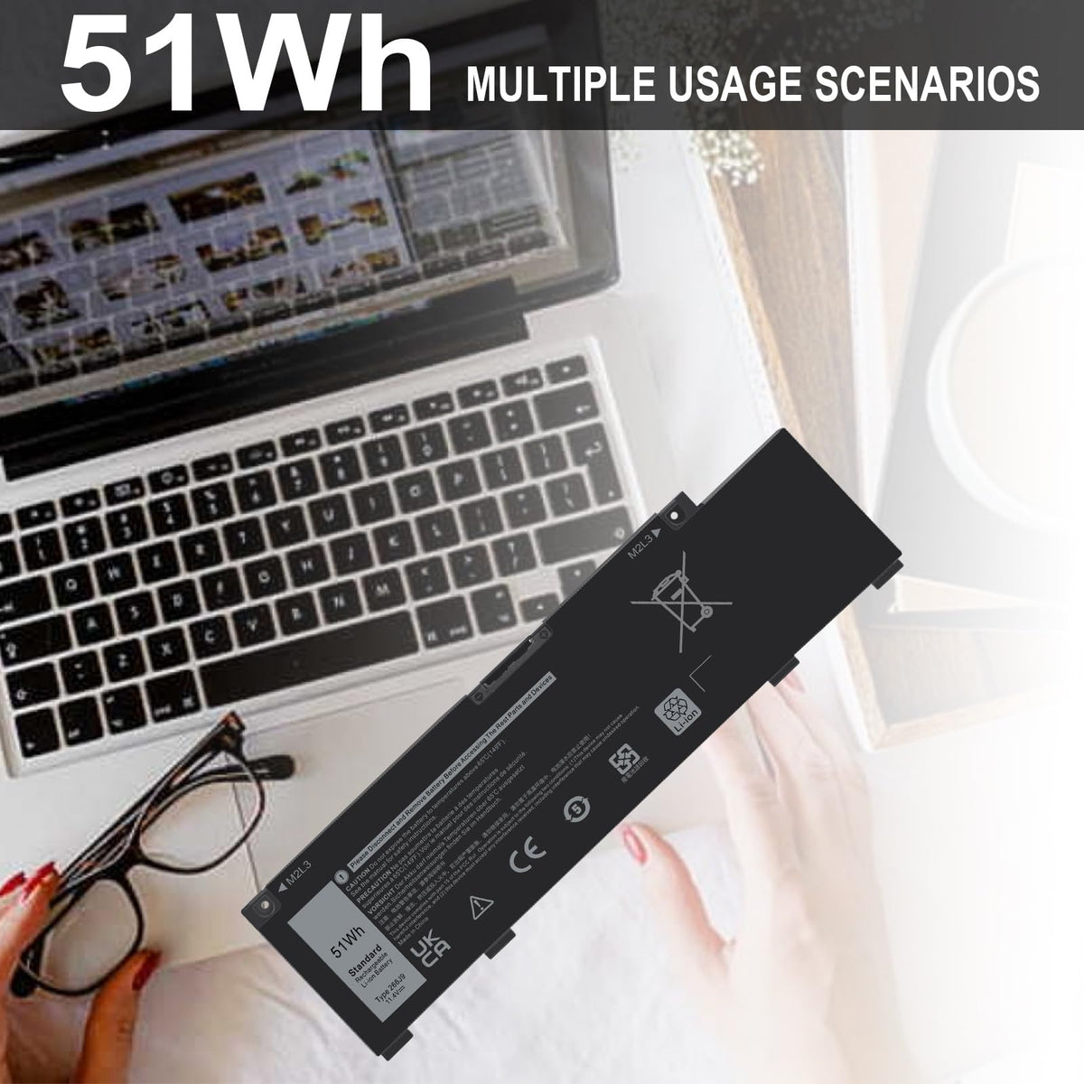 Fancy Buying battery on a home desk with laptop indicating everyday use and reliable power