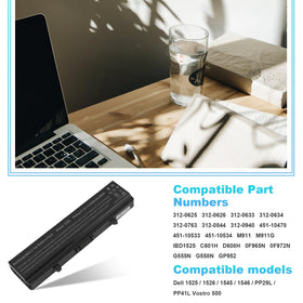 Fancy Buying battery installed in a Dell Inspiron illustrating direct fit and improved runtime