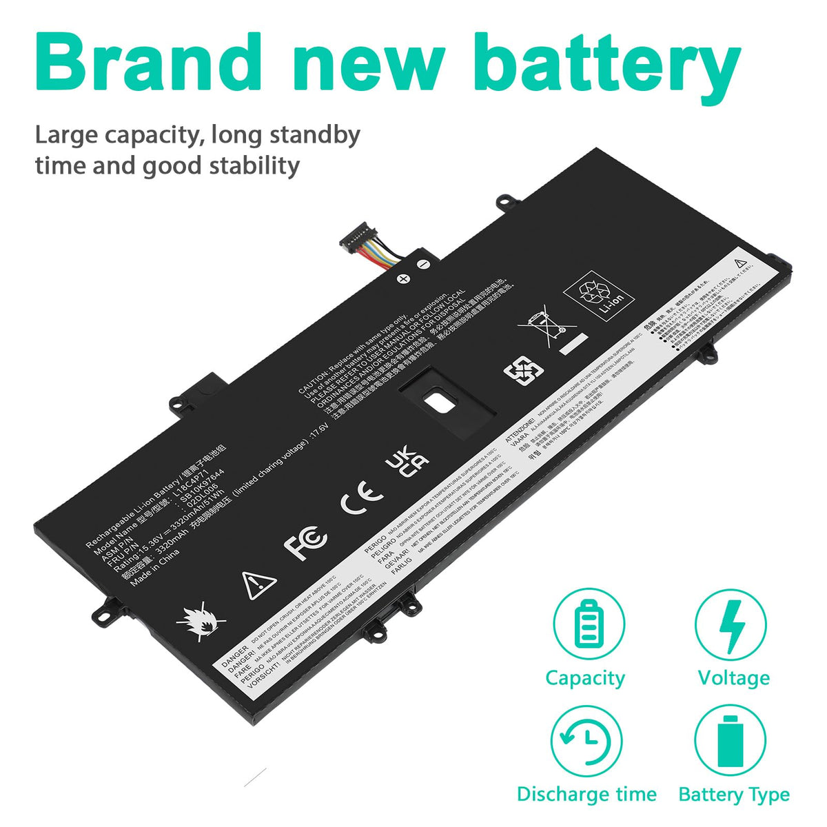 Fancy Buying battery side profile next to ruler illustrating compact 4‑cell design for portability