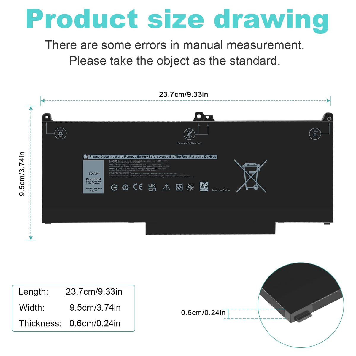 Fancy Buying battery side profile showing slim form for easy insertion