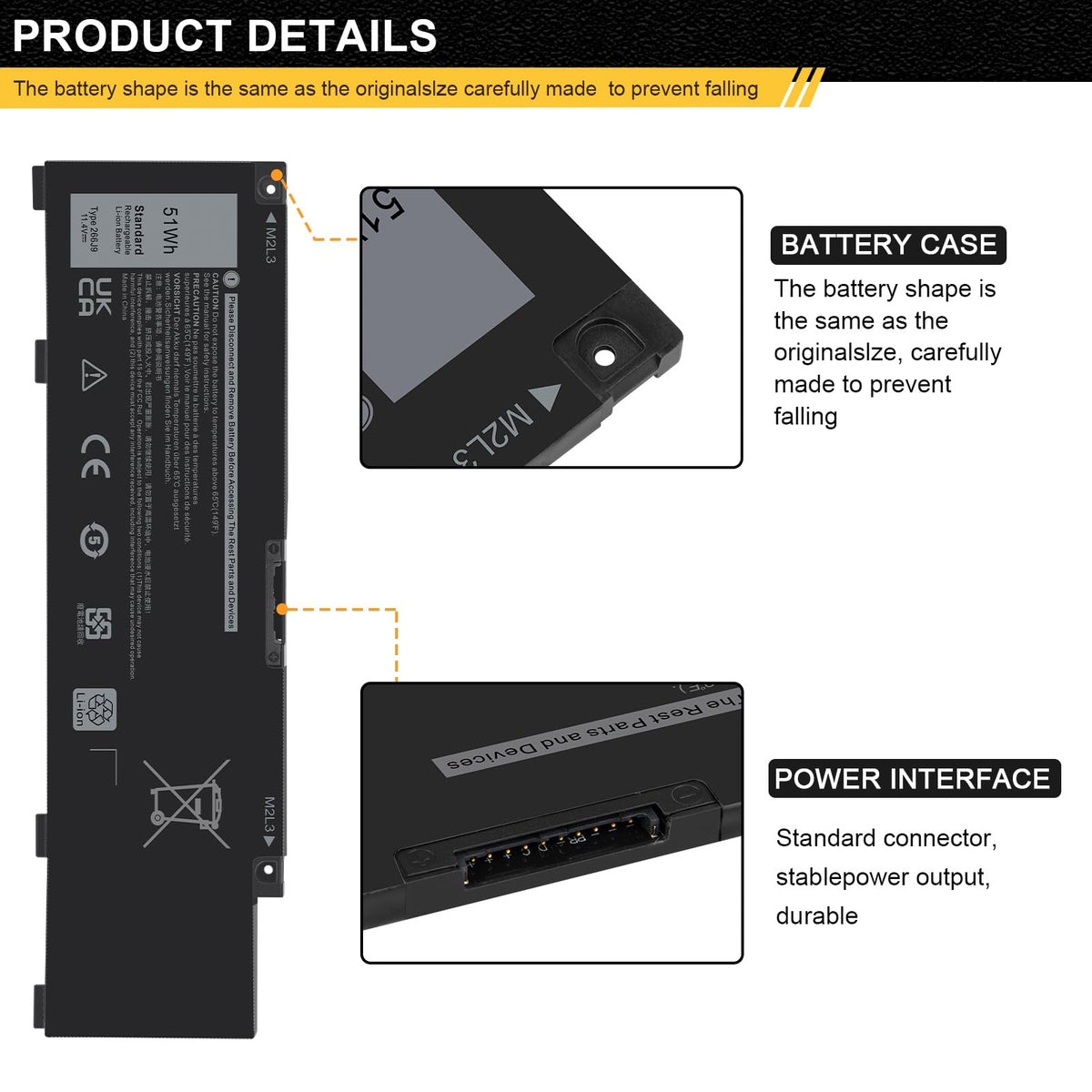 Fancy Buying side profile of the 51Wh battery highlighting slim design and easy installation
