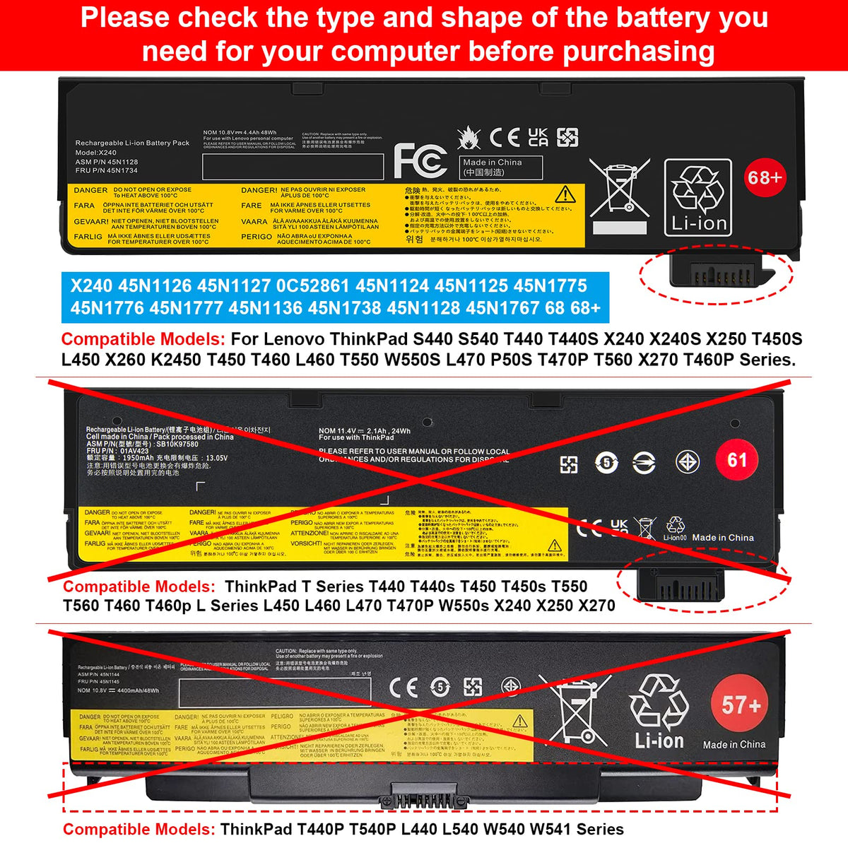 Fancy Buying battery top label closeup showing part numbers and voltage, helps confirm compatibility