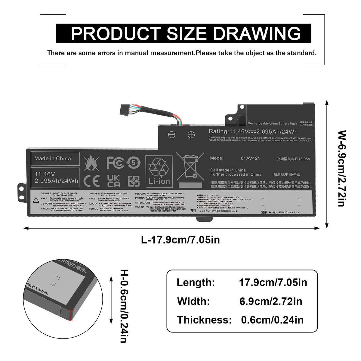 Fancy Buying battery top label close-up clearly listing model numbers and reassurance