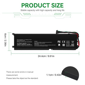 Fancy Buying battery top label close-up showing specs for safe installation