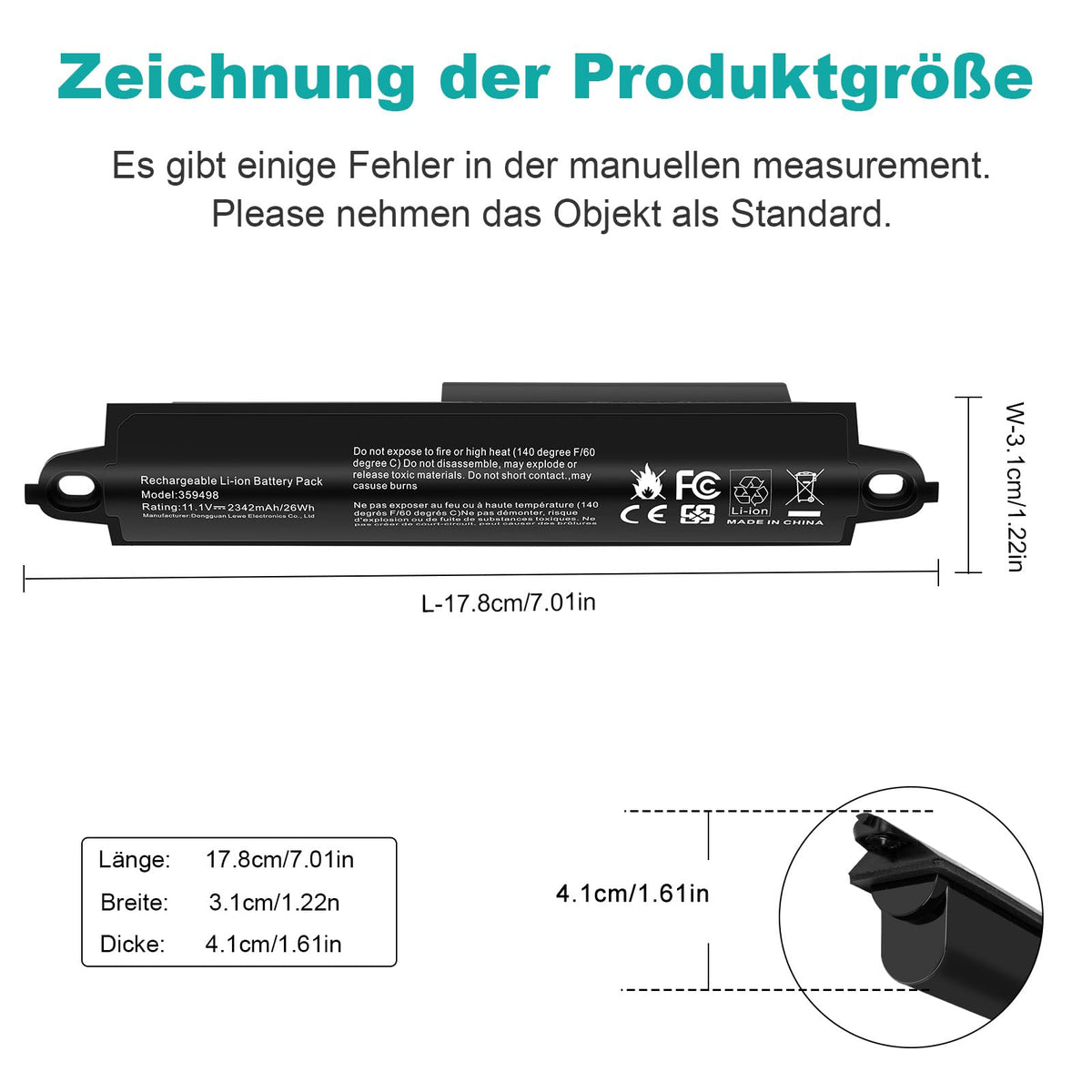 Fancy Buying battery next to ruler showing size for easy installation planning