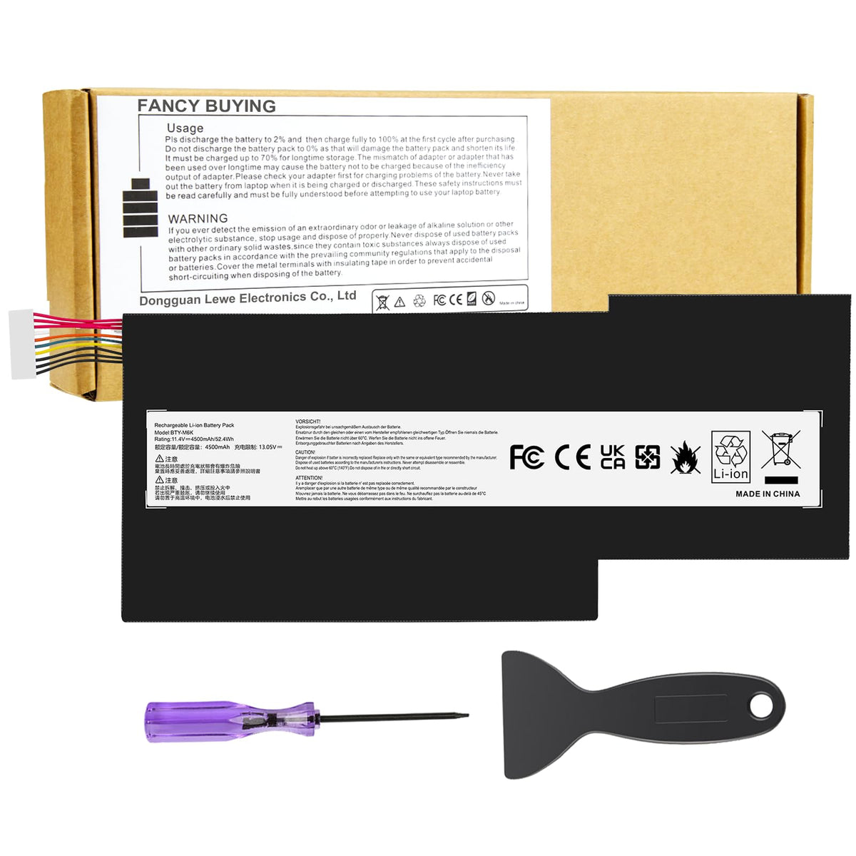 Fancy Buying BTY-M6K front packaging showing battery and model for quick identification