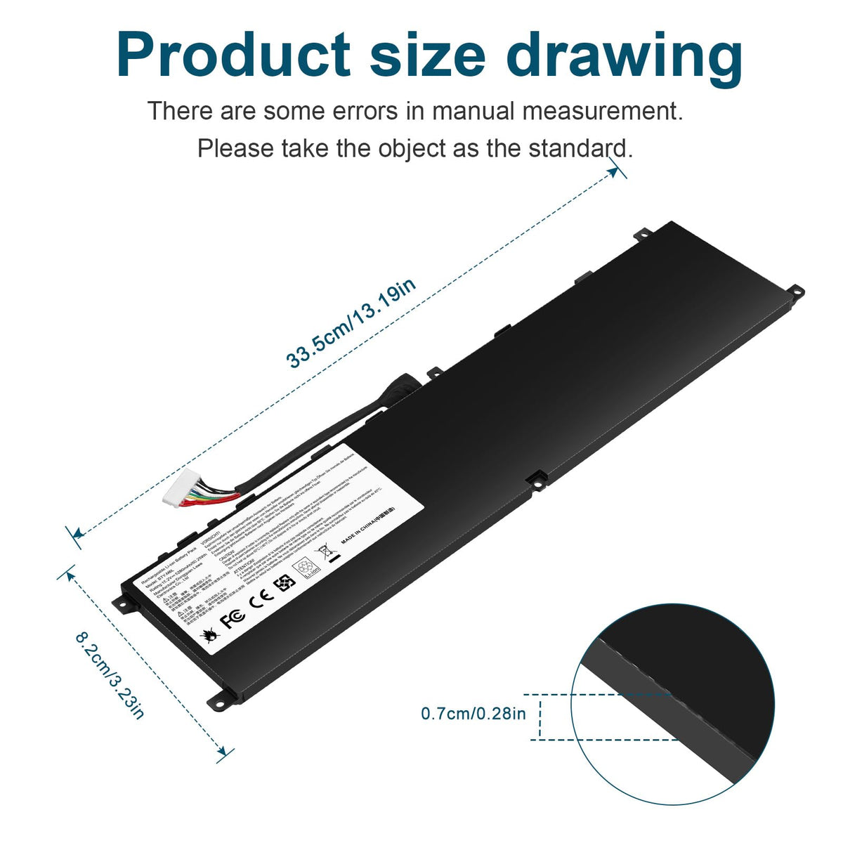 Fancy Buying BTY-M6L label close-up displaying part numbers and voltage for correct model confirmation