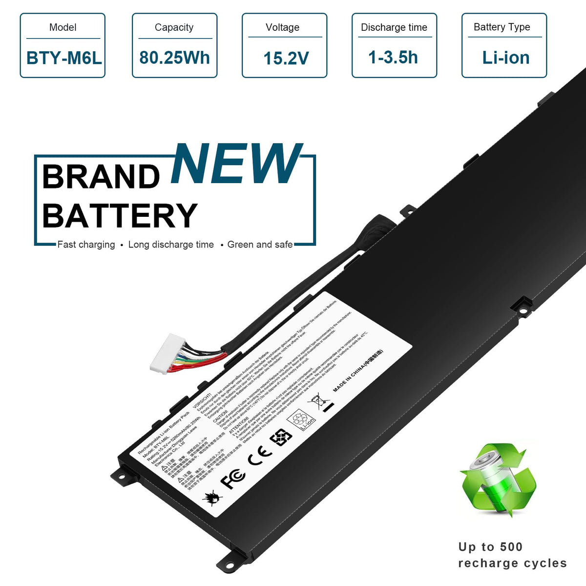 Fancy Buying BTY-M6L thin profile shot illustrating compact design for slim MSI laptops and portability
