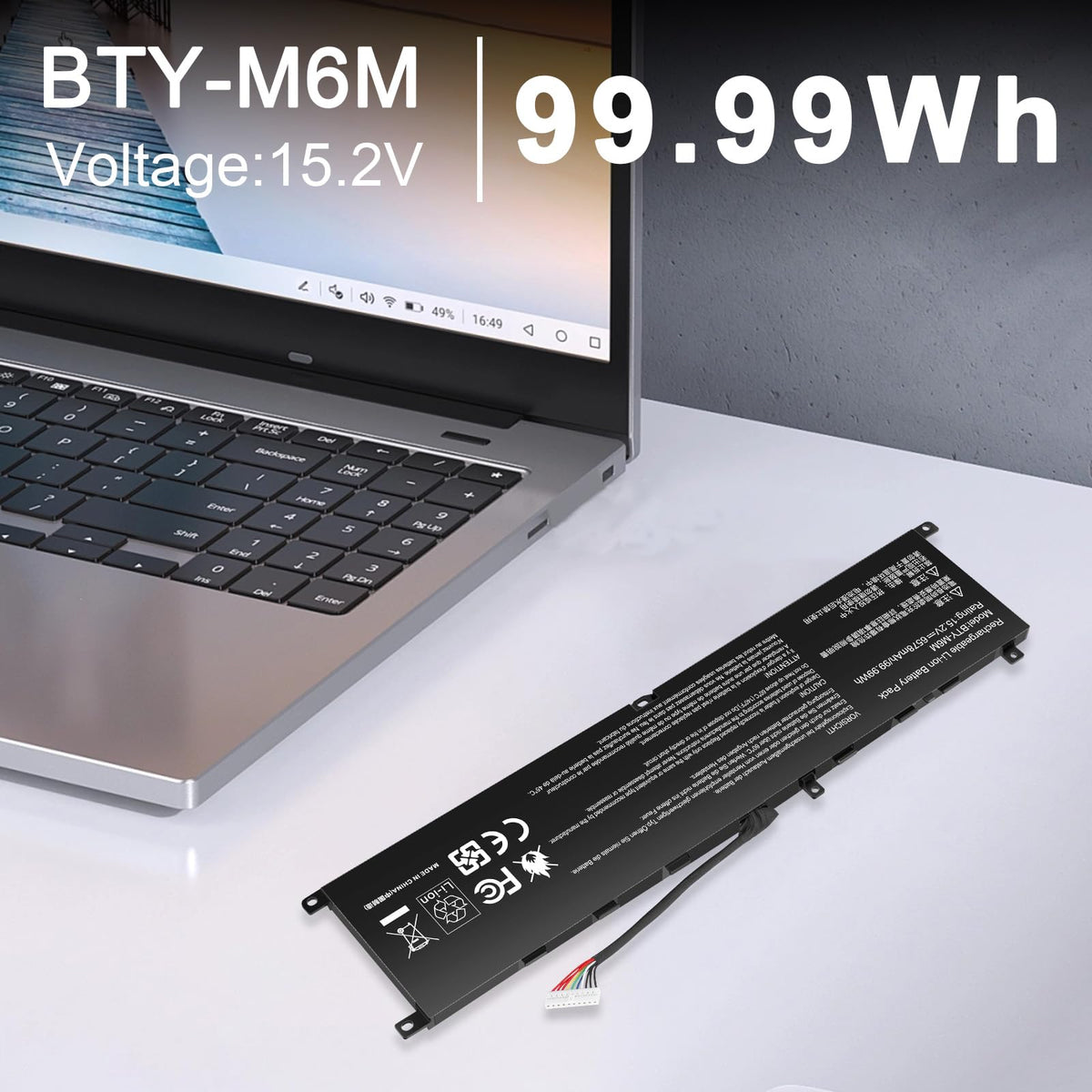 Fancy Buying BTY-M6M battery in-use during gaming scenario