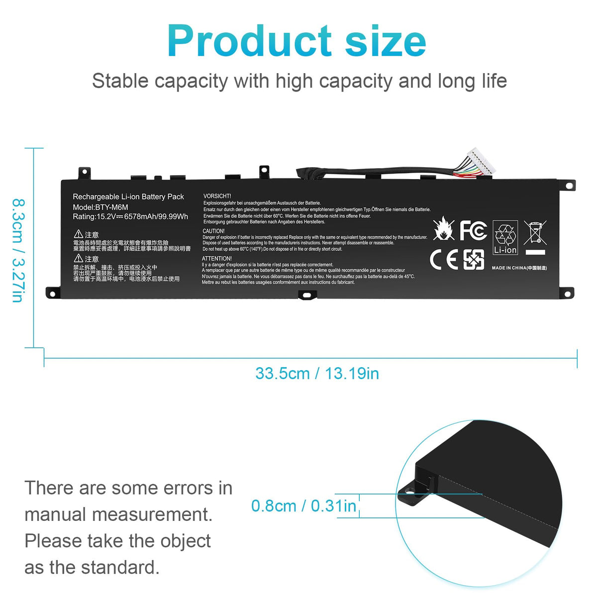 Fancy Buying BTY-M6M battery connector view highlights easy install for MSI laptops