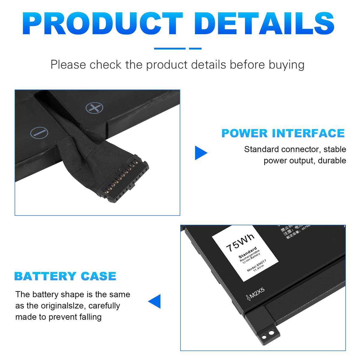 Fancy Buying battery cell array texture detail highlighting 6-cell construction for longer runtime