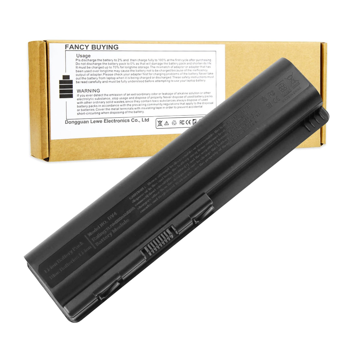 Fancy Buying front view of 58Wh battery showing shape and black finish, ensures correct fit
