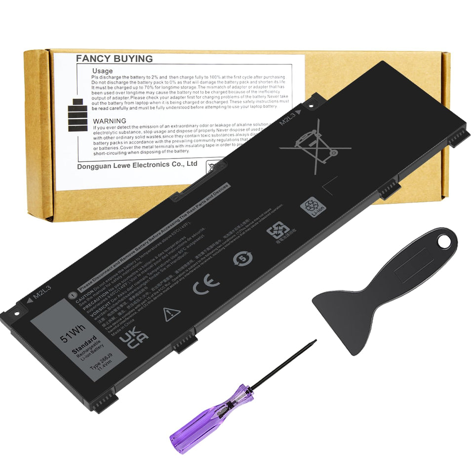 Fancy Buying front view of replacement battery showing clean black housing and fit for Dell